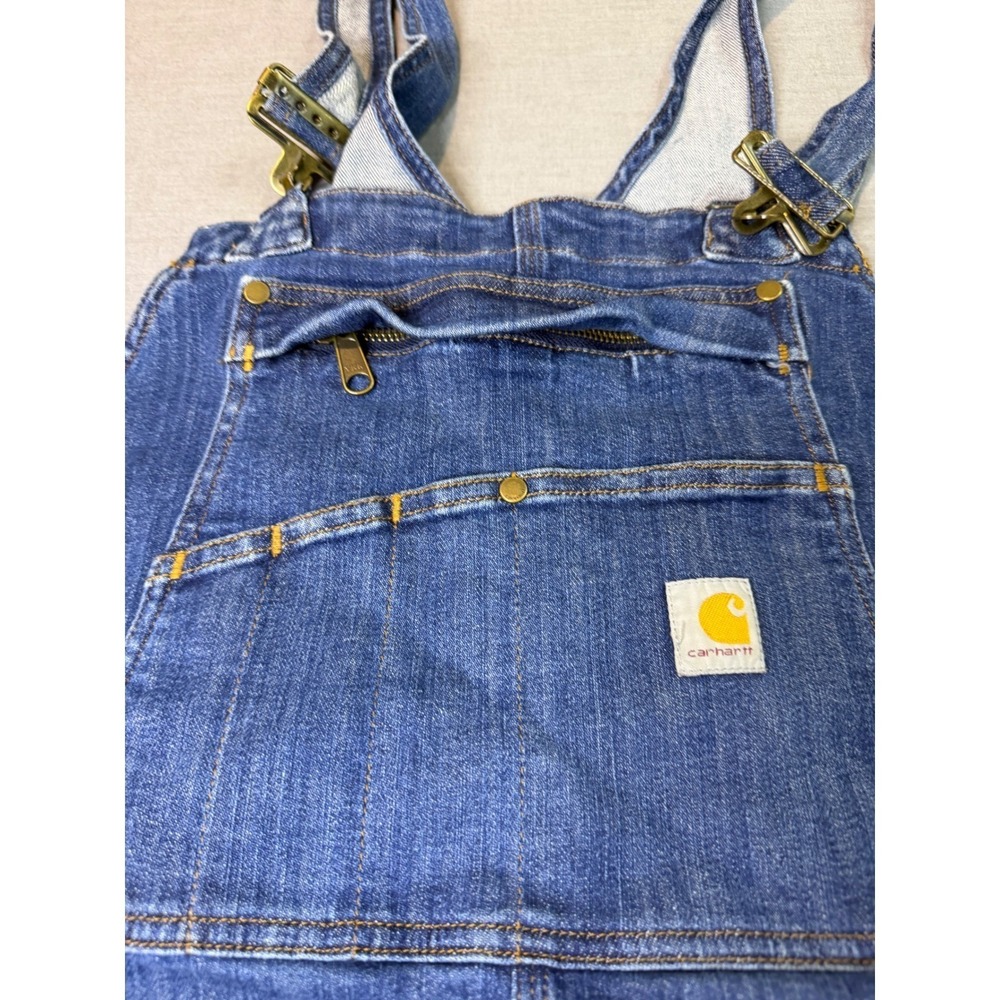 Carhartt Denim Overalls Women's XL Blue Excellent Relaxed Fit OR6002-W - Picture 9 of 13